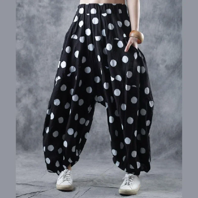 2019-fall-vintage-cotton-casual-pants-loose-elastic-waist-women-trousers