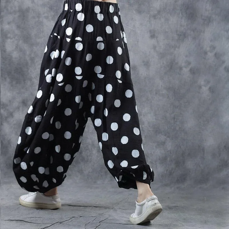 2019-fall-vintage-cotton-casual-pants-loose-elastic-waist-women-trousers