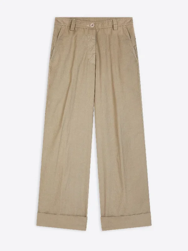 Cuffed cotton pants