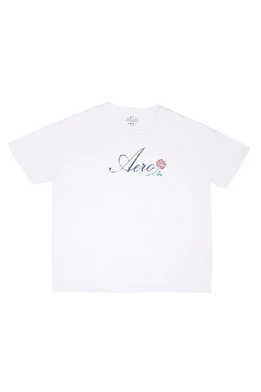 AERO Script Rose Graphic Boyfriend Tee