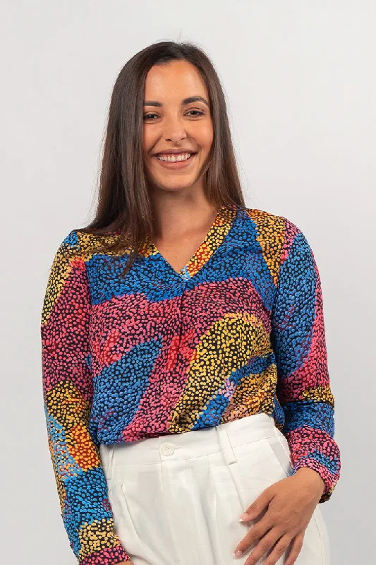 Emu Jukurrpa V Neck Women's Long Sleeve Blouse