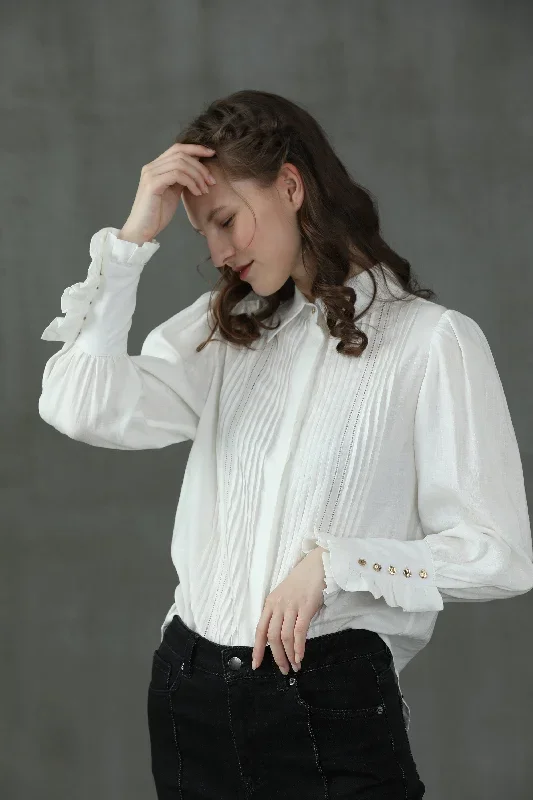 accordion-pleated-linen-shirt-white-linen-shirt-pleated-linen-shirt-vintage-linen-shirt-longsleeve-shirt-linennaive