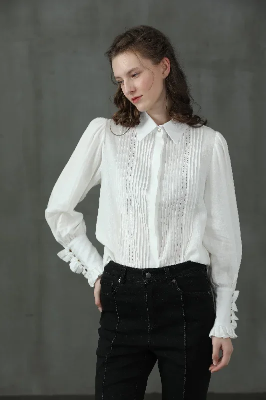 accordion-pleated-linen-shirt-white-linen-shirt-pleated-linen-shirt-vintage-linen-shirt-longsleeve-shirt-linennaive