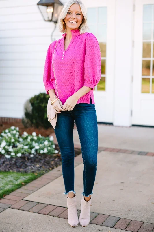 all-up-to-you-hot-pink-textured-blouse