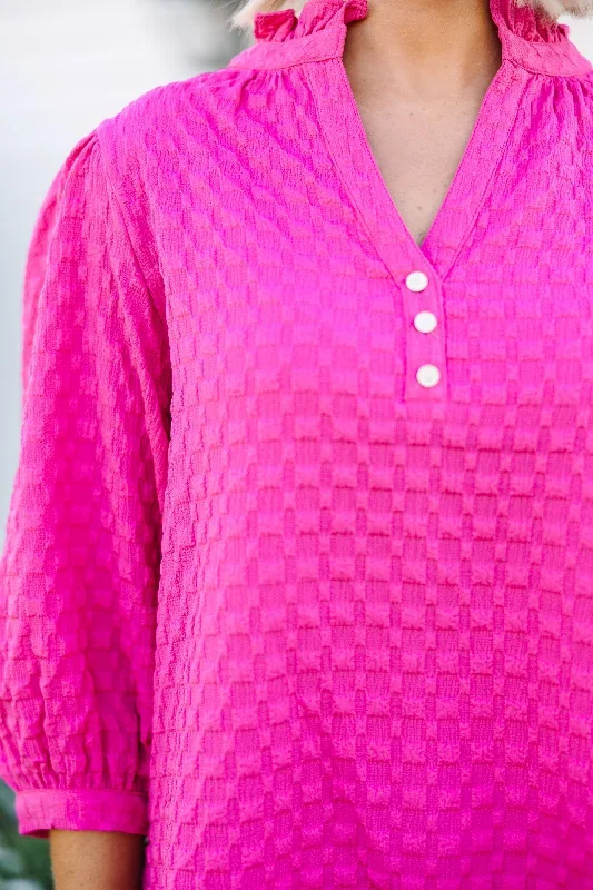 all-up-to-you-hot-pink-textured-blouse