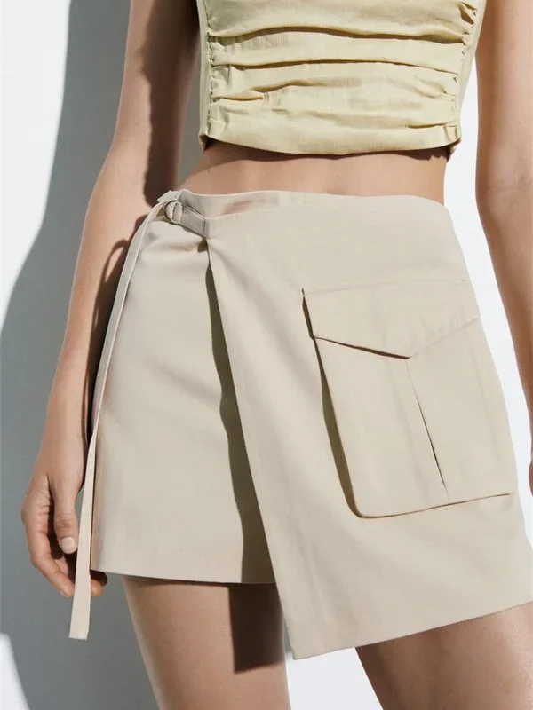 BerryBetty - Asymmetrical Layer Tied Shorts