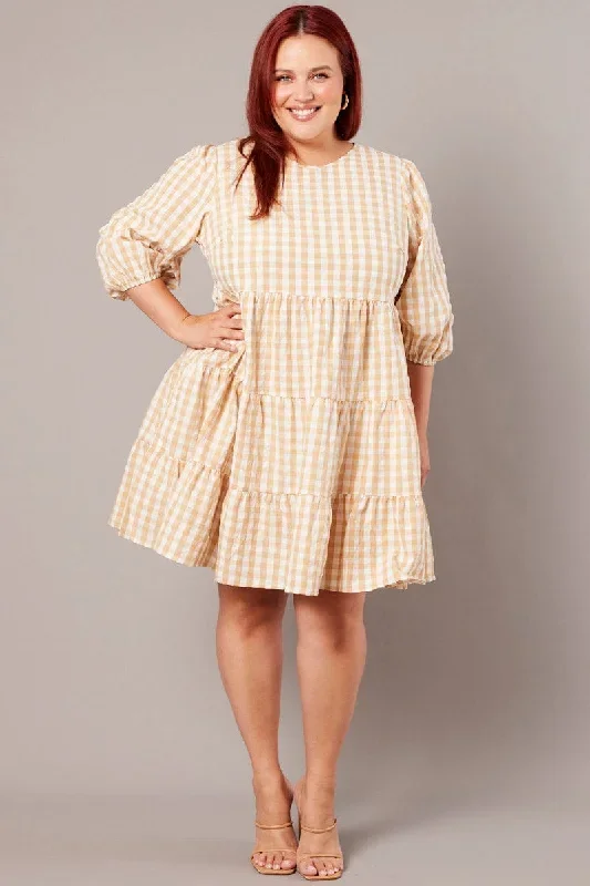 beige-check-puff-3-4-sleeve-gingham-smock-dress-cdd12411l-33ab-1