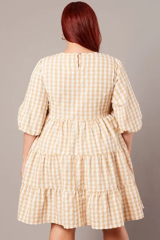 beige-check-puff-3-4-sleeve-gingham-smock-dress-cdd12411l-33ab-1