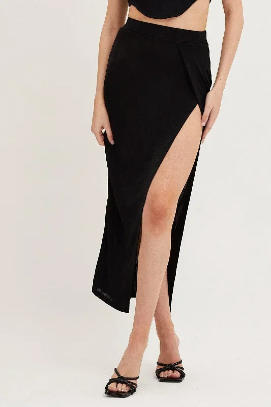 black-jersey-elastic-waist-front-split-midi-skirt-sm1963-42pb-1