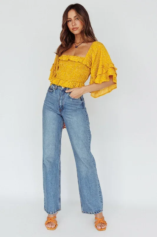 boardwalk-bell-sleeve-crop-top-spotty-mustard