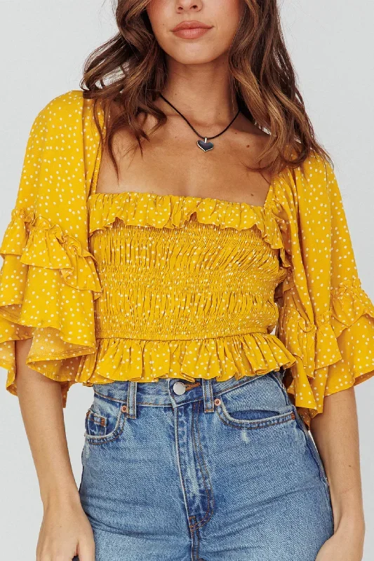 boardwalk-bell-sleeve-crop-top-spotty-mustard