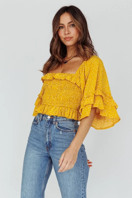 boardwalk-bell-sleeve-crop-top-spotty-mustard