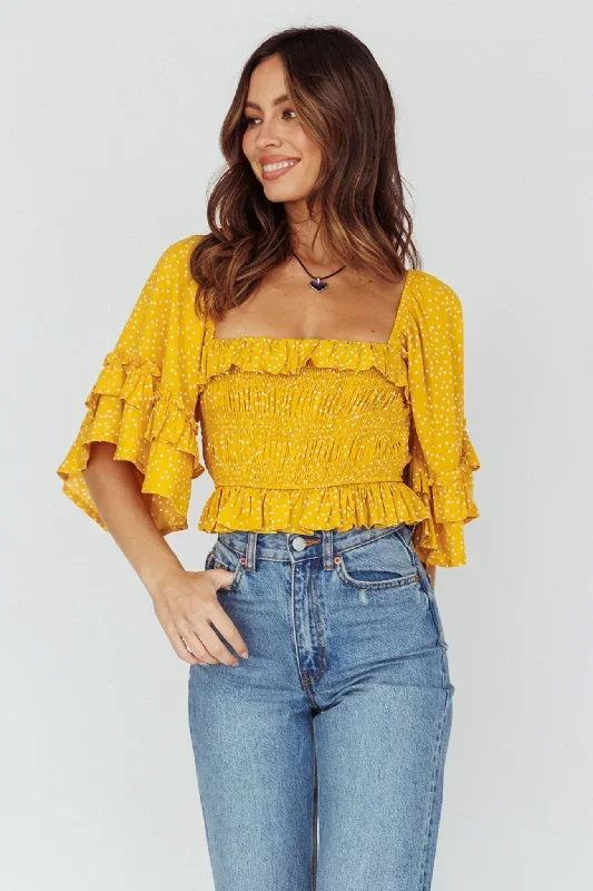 boardwalk-bell-sleeve-crop-top-spotty-mustard