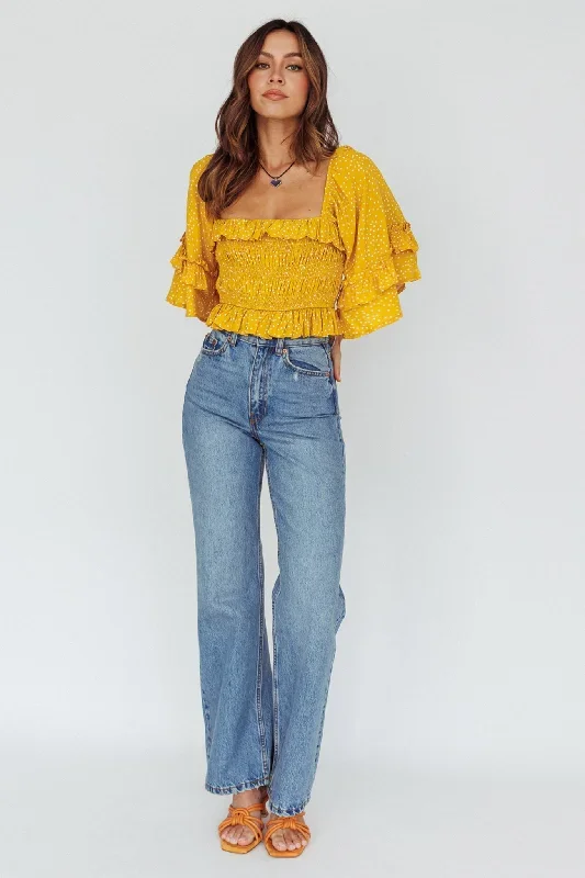 boardwalk-bell-sleeve-crop-top-spotty-mustard