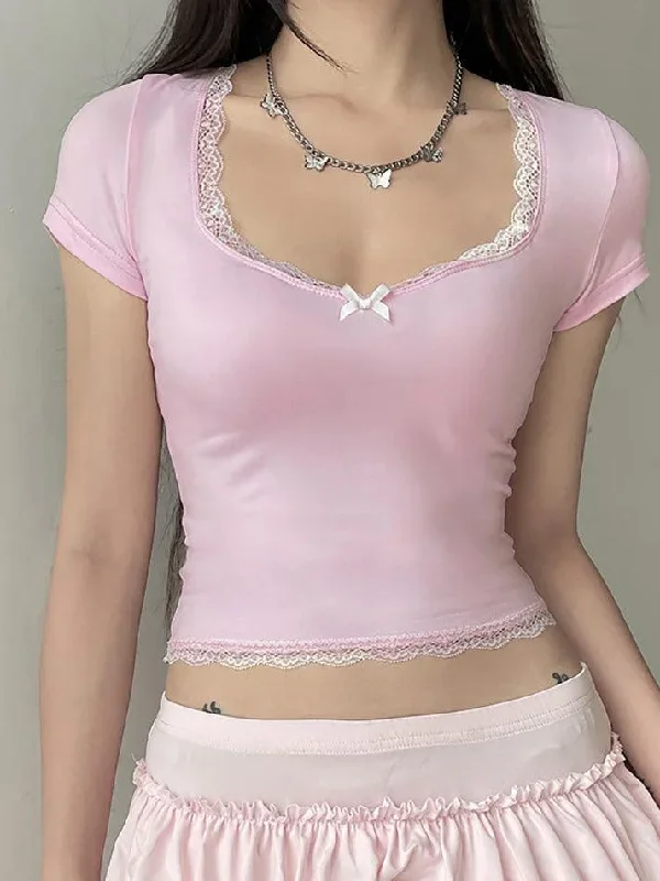 bow-accent-lace-trim-plain-slim-fit-crop-top