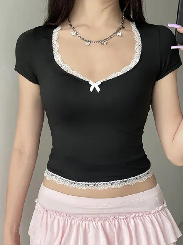 bow-accent-lace-trim-plain-slim-fit-crop-top