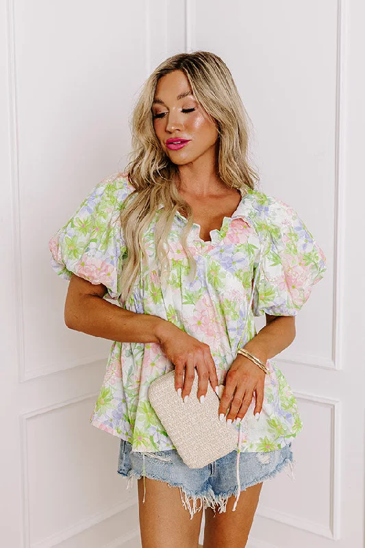 Brunch In Maui Floral Babydoll Top