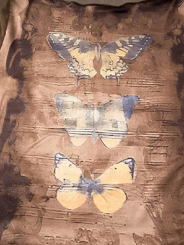 butterfly-print-mesh-patchwork-flared-sleeve-top