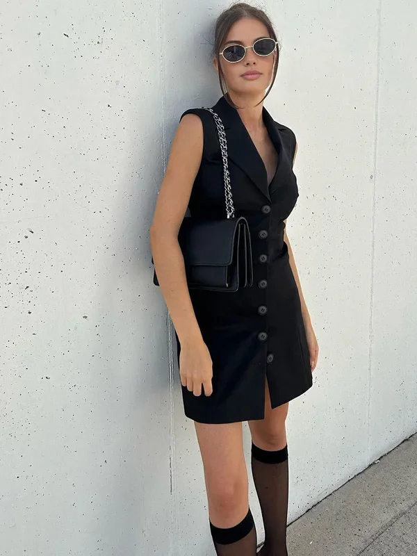 button-front-sleeveless-short-dress