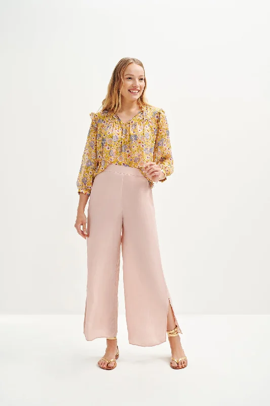 Camila Nouveau Silk Blouse - Midi Floral Sunflower