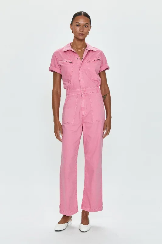 Campbell Aviator Jumpsuit - Peony Pink