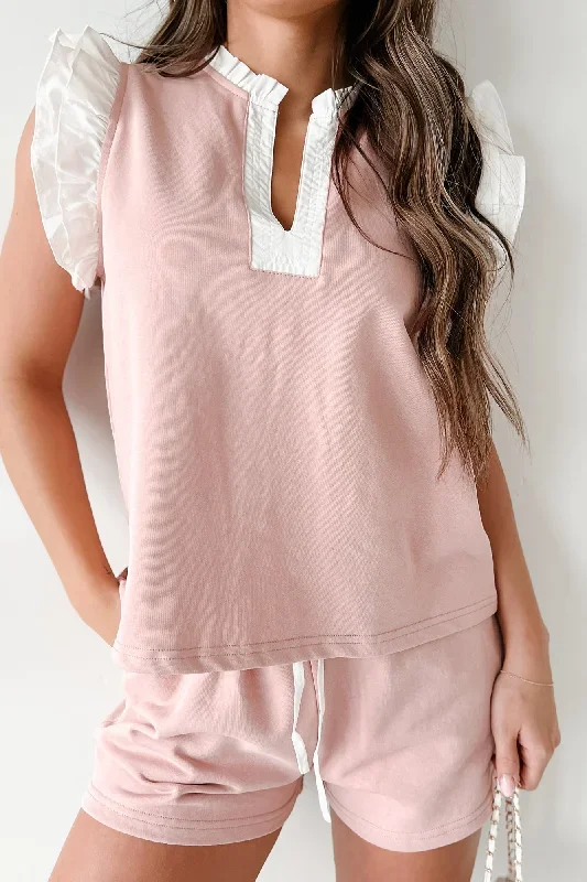 casual-nonsense-ruffle-sleeve-top-shorts-set-light-pink