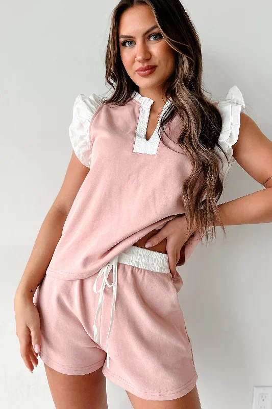 casual-nonsense-ruffle-sleeve-top-shorts-set-light-pink