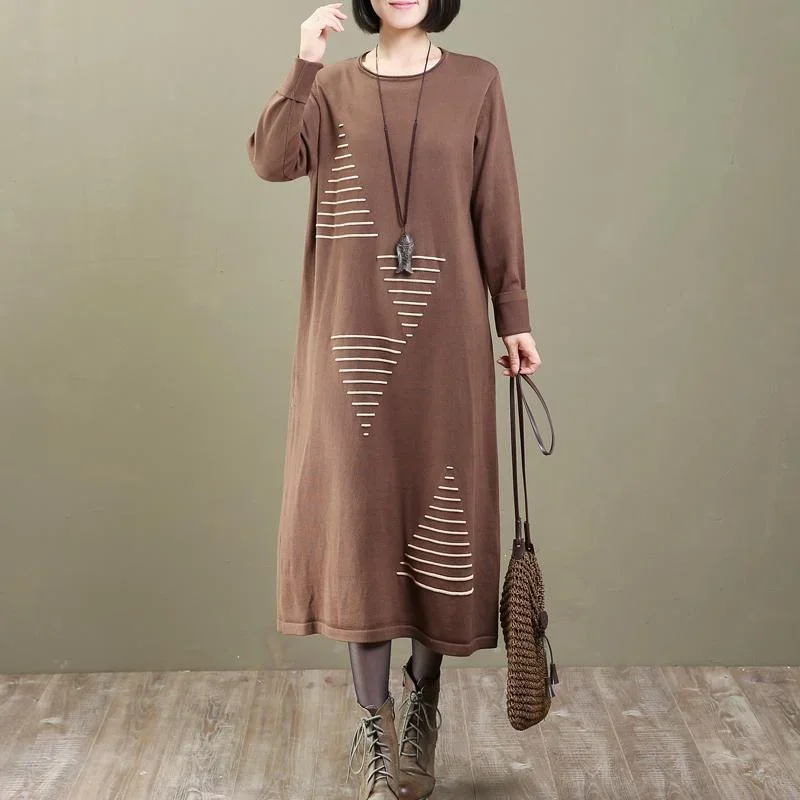 chunky khaki sweater dresses plussize spring dresses women pullover long sweaters