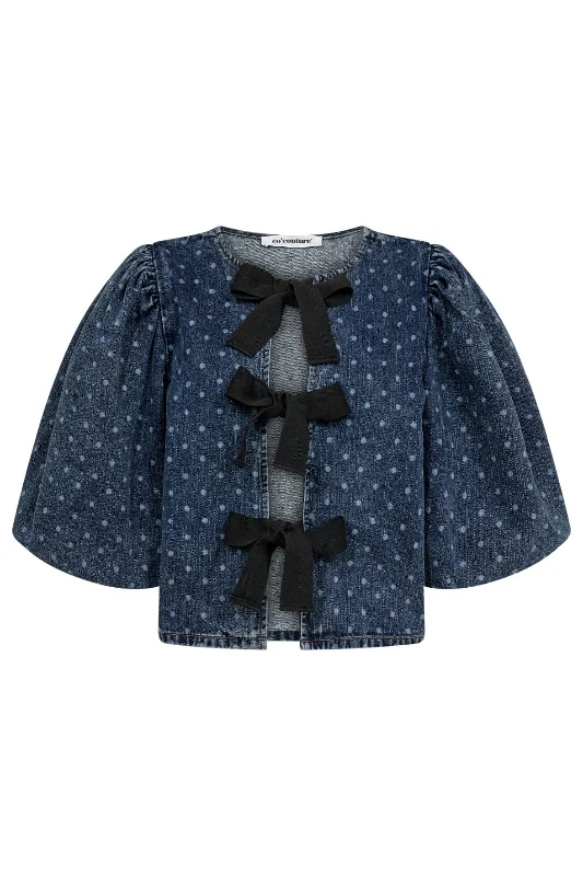 Forudbestilling - Co´couture - Darincc Dot Bow Blouse 35597 - 552 Denim Blue