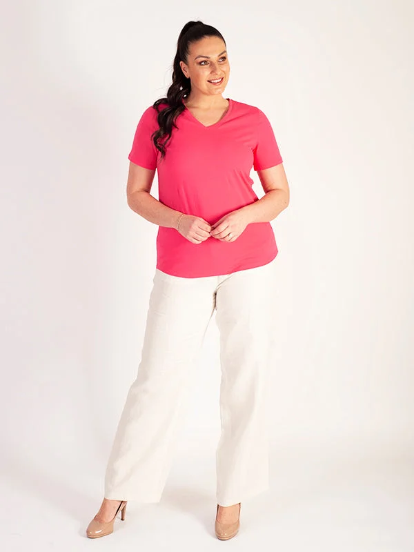 coral-stretch-v-neck-t-shirt