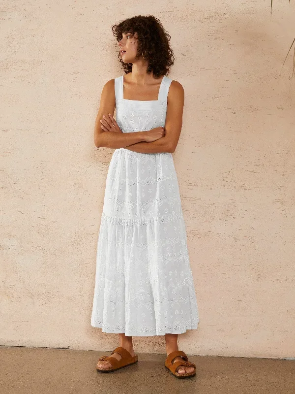 Crete Embroidery Strappy Midaxi Dress