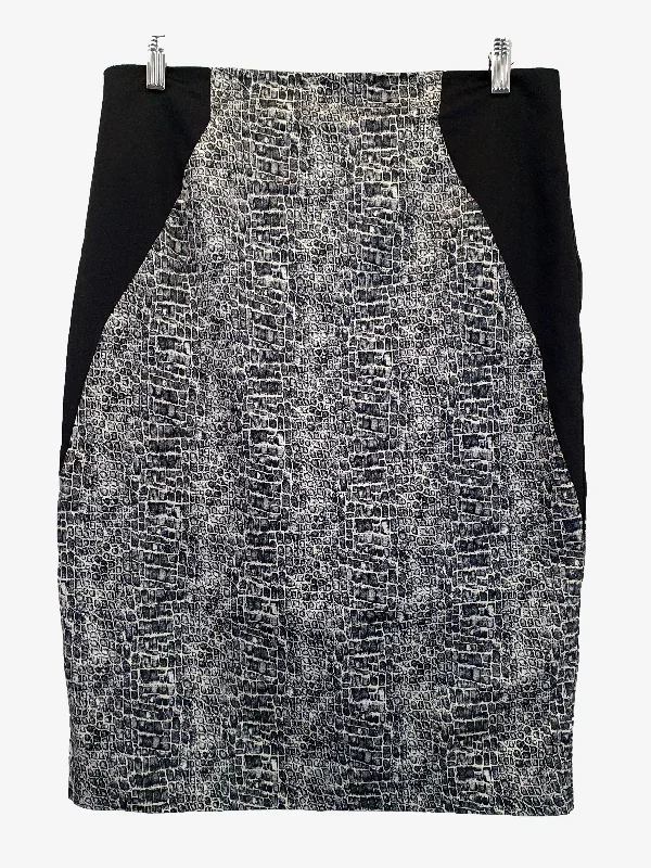 Cue Snake Skin Print Midi Skirt Size 14