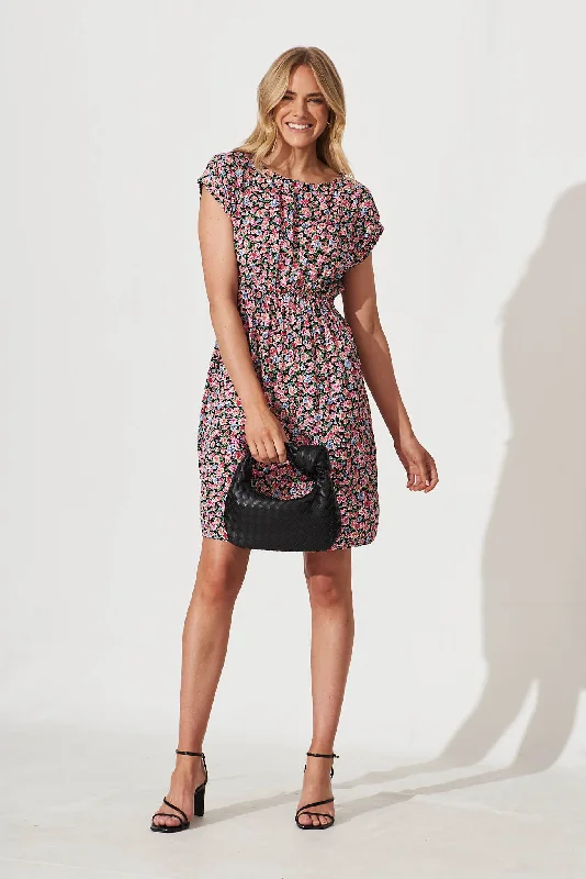 Darcy Dress In Black Multi Floral