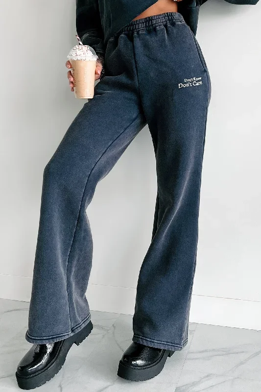 Don't Know, Don't Care Acid Wash Sweatpants (Navy)