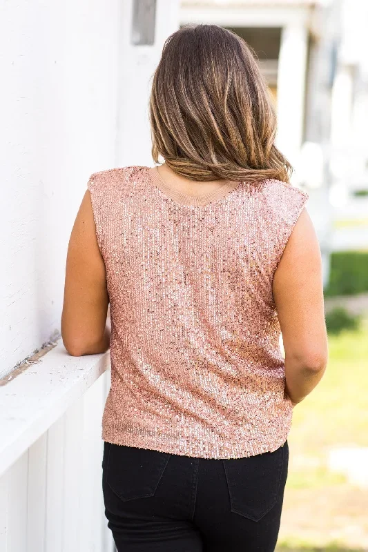 dusty-rose-sequin-padded-shoulder-top