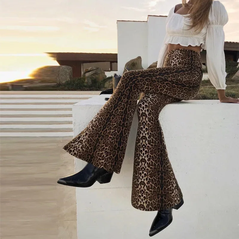 FashionSierra - Fashion Leopard Print Flare Leggings Autumn Winter Women Fashion Sexy Bodycon Trousers Club Pants