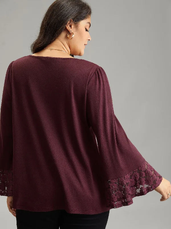 floral-embroidered-lace-panel-bell-sleeve-t-shirt