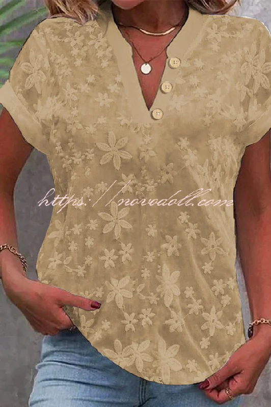 flower-embroidered-casual-solid-color-short-sleeved-shirt