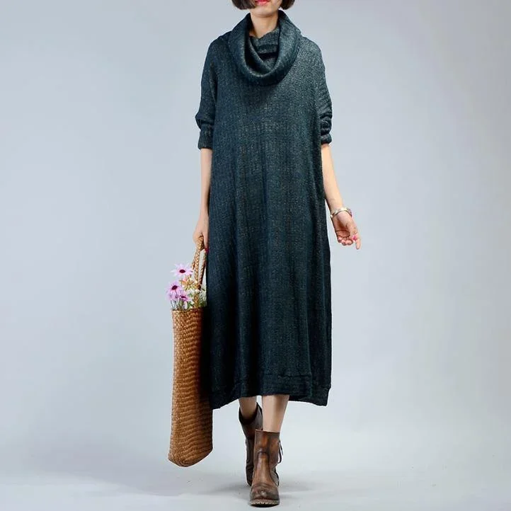 For work Sweater dresses refashion patchwork blackish green knit dresses