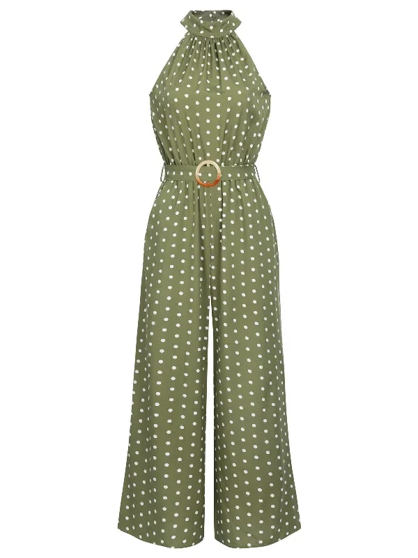 1930s Polka Dot Belt Jumpsuit