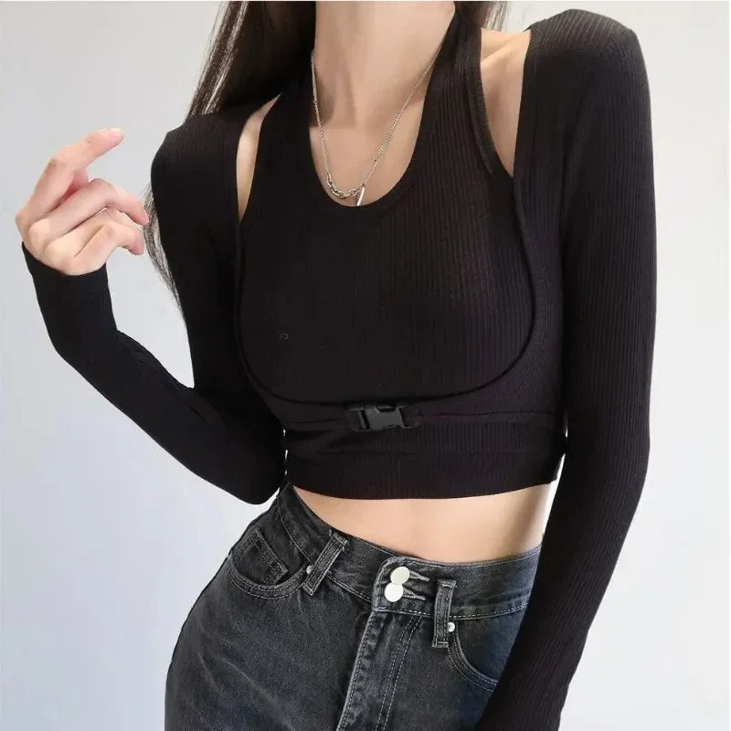 halter-neck-women-long-sleeve-sexy-t-shirt-fake-two-piece-spring-summer-new-streetwear-fashion-solid-slim-knitted-crop-tops-2023