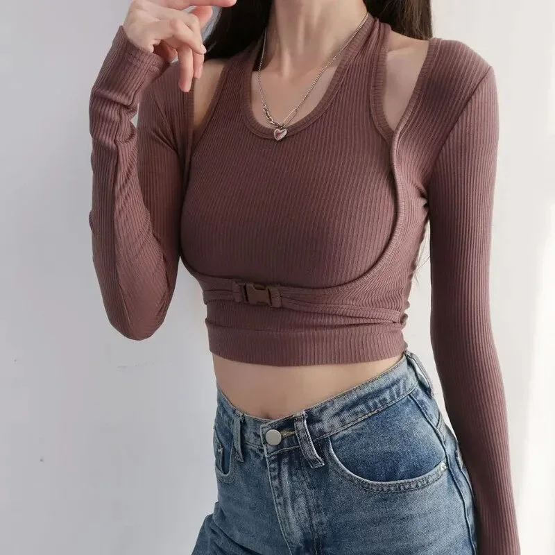 halter-neck-women-long-sleeve-sexy-t-shirt-fake-two-piece-spring-summer-new-streetwear-fashion-solid-slim-knitted-crop-tops-2023