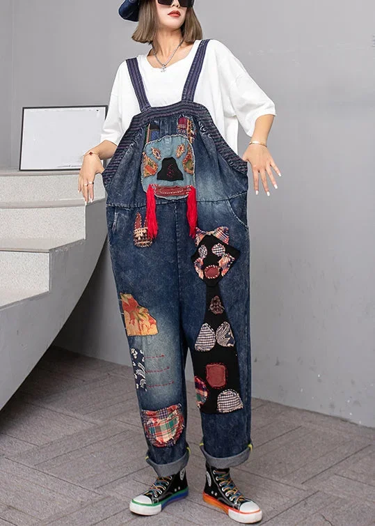 handmade-blue-pockets-high-waist-patchwork-overalls-jumpsuit-fall