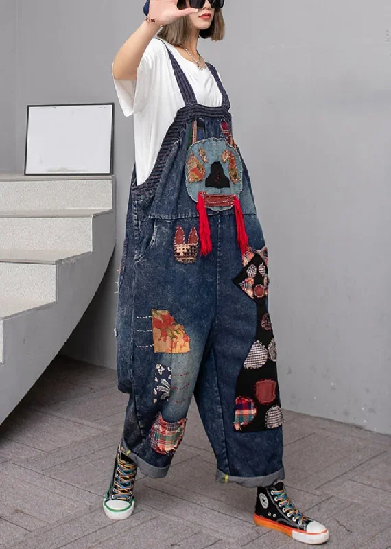 handmade-blue-pockets-high-waist-patchwork-overalls-jumpsuit-fall