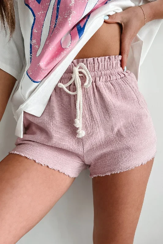 If You Can't Tell Frayed Drawstring Waist Shorts (Blush)