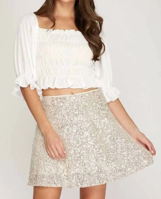 Ivy Sequin Mini Skirt In Silver