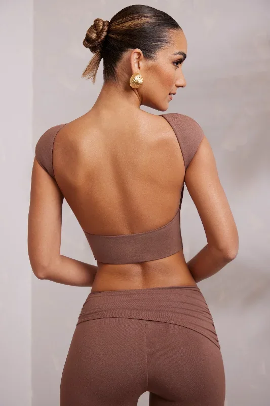 juno-cap-sleeve-backless-top-brown