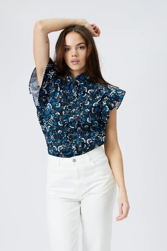 kelly-printed-top-ruffle-sleeve