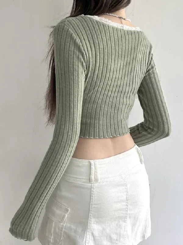 lace-trim-notch-neck-irregular-cropped-long-sleeve-knit