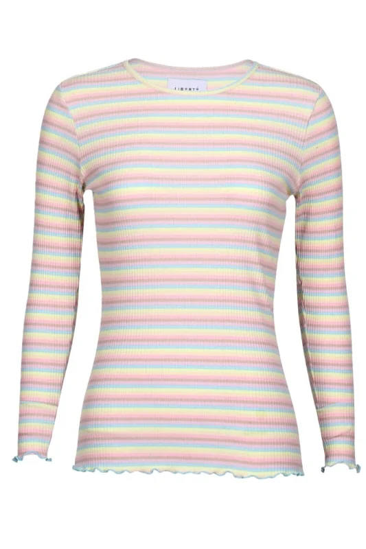 Liberte - Natalia Ls Round Neck Blouse - Dusty Multicolor Stripe